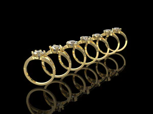 Anillos de dise&ntilde;o personalizado con m&uacute;ltiples piedras para mujer. Modelo 3D