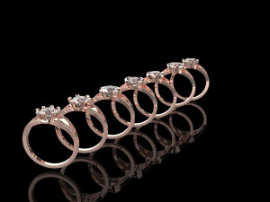Women multi-stone custom design rings 3D Model