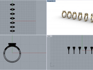 Women multi-stone custom design rings 3Dモデル