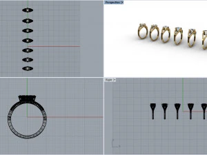 Women multi-stone custom design rings 3D Model