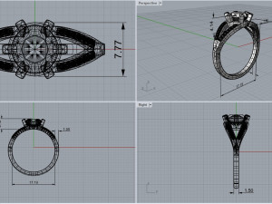 Women multi-stone custom design rings 3Dモデル