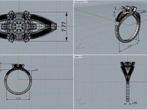 Women multi-stone custom design rings 3D Model