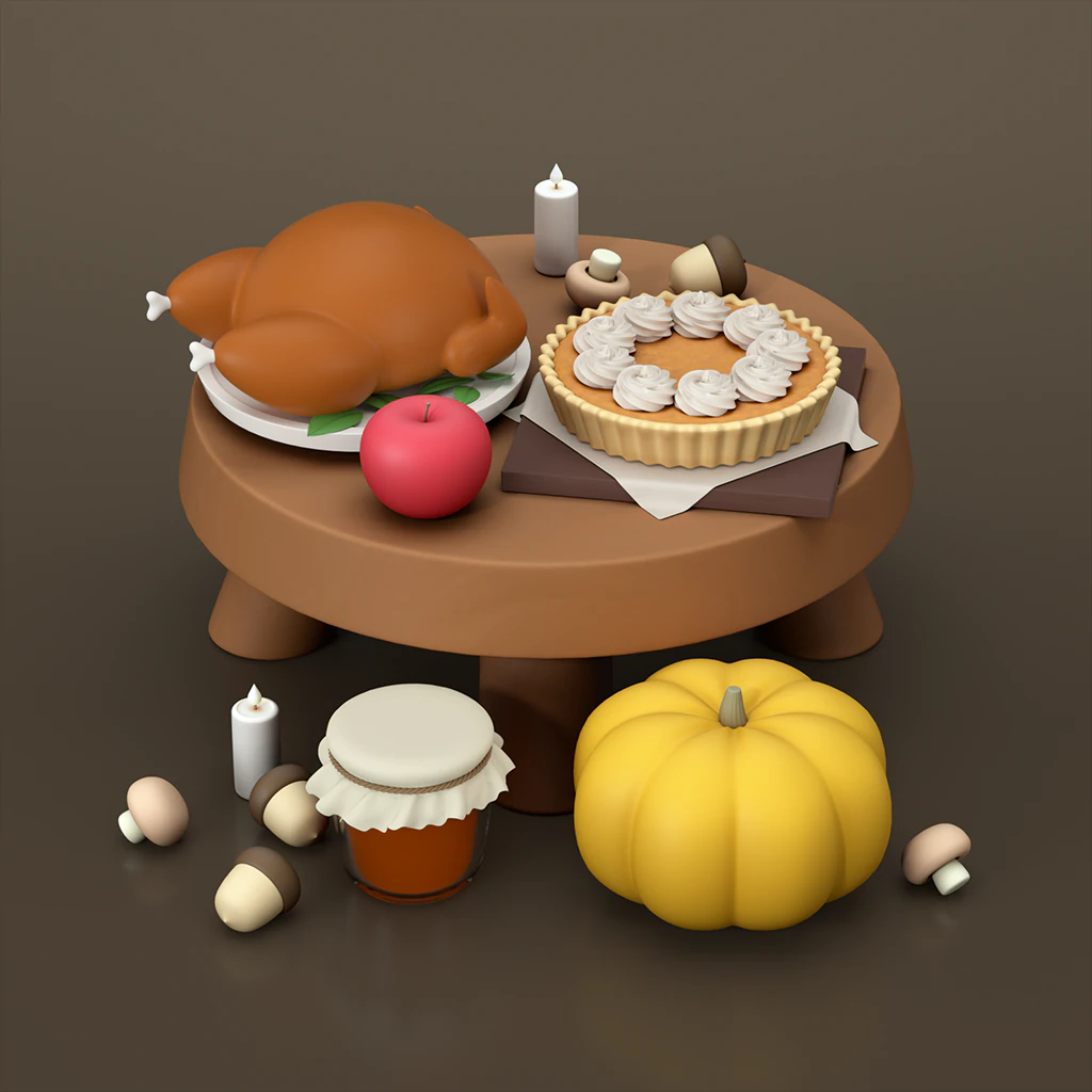 Thanksgiving Day 3D Model .c4d .max .obj .3ds .fbx .stl .blend 