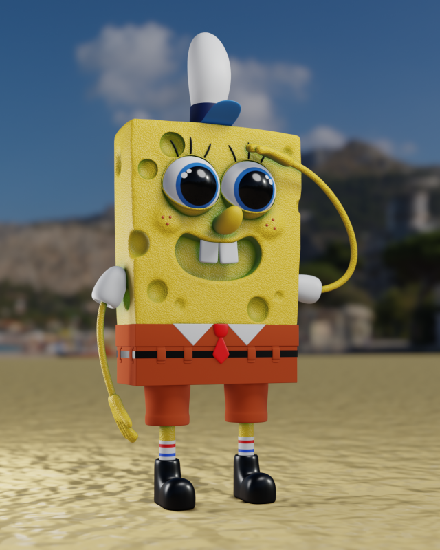 Sponge Bob SquarePants 3D Модель .c4d .max .obj .3ds .fbx .stl .blend 