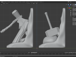 Thunder God Axe and Hammer Book End 3D 打印模型