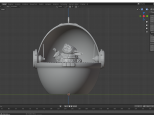 Baby Yoda Hovering Pram Christmas Ornament 3D-Druckmodell