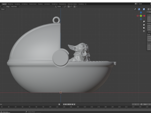 Baby Yoda Hovering Pram Christmas Ornament 3D-Druckmodell