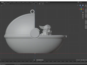 Enfeite De Cer&acirc;mica Baby Yoda pairando no carrinho de beb&ecirc; Modelo de Impressão 3D