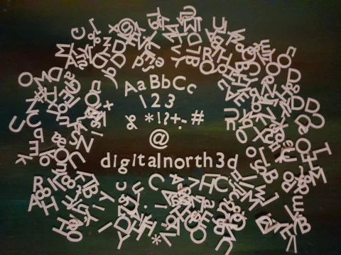 Números e símbolos do alfabeto do teclado Modelo de Impressão 3D