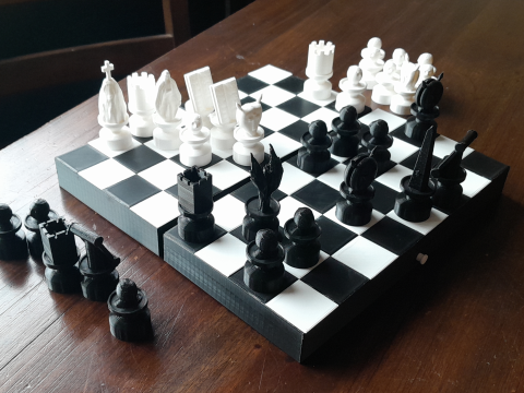 Judeo-Christian Chess Board 3D Print Model