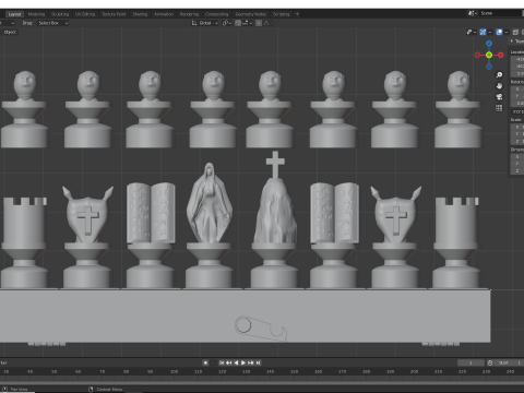Judeo-Christian Chess Board Modèles 3D en vedette