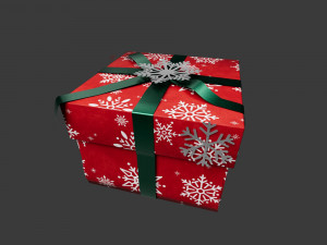 Christmas Gift Box witOrnament Model 3D