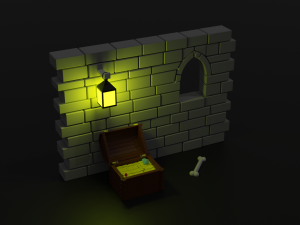 Treasure in dungeon 3D Model