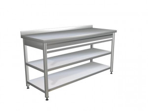 STAINLESS BENCH-WITH BASE AND INTERMEDIATE SHELF 3D Model