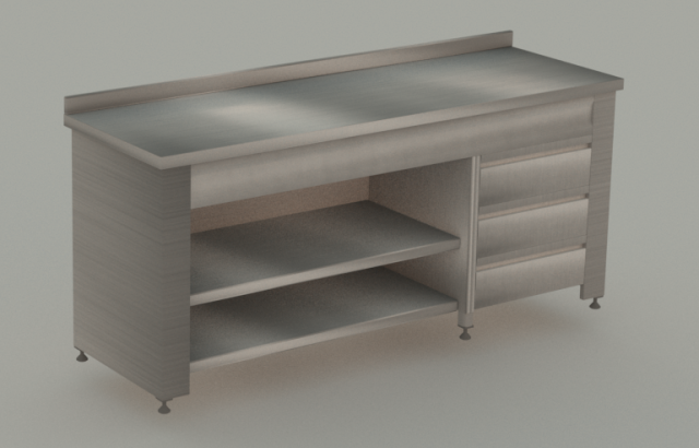 STAINLESS STEEL BENCH Modelo 3D .c4d .max .obj .3ds .fbx .stl .blend 
