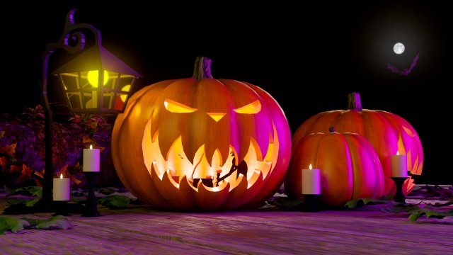 Halloween sence Model 3D .c4d .max .obj .3ds .fbx .stl .blend