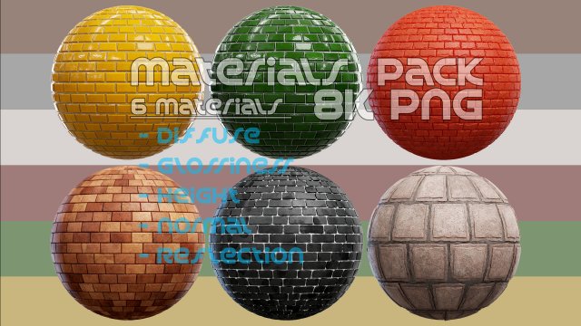 6 Brick Material Pack 1 CG テクスチャ .c4d .max .obj .3ds .fbx .stl .blend 
