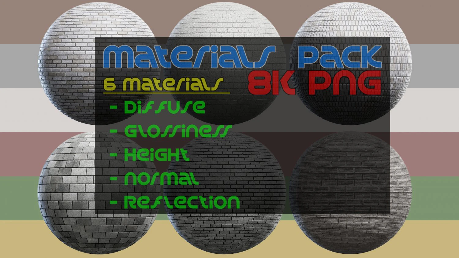 6 Brick Material Pack 4 CG Textures .c4d .max .obj .3ds .fbx .stl .blend 