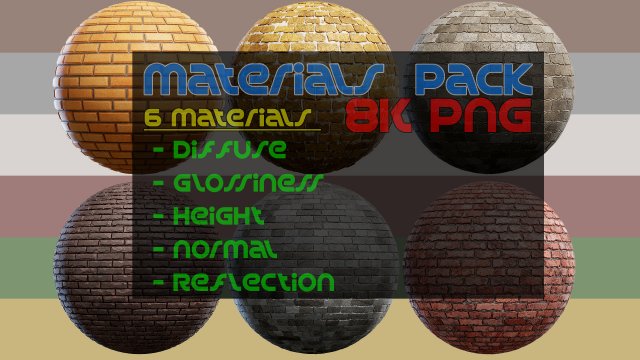 6 Brick Material Pack 5 CG Textures .c4d .max .obj .3ds .fbx .stl .blend 