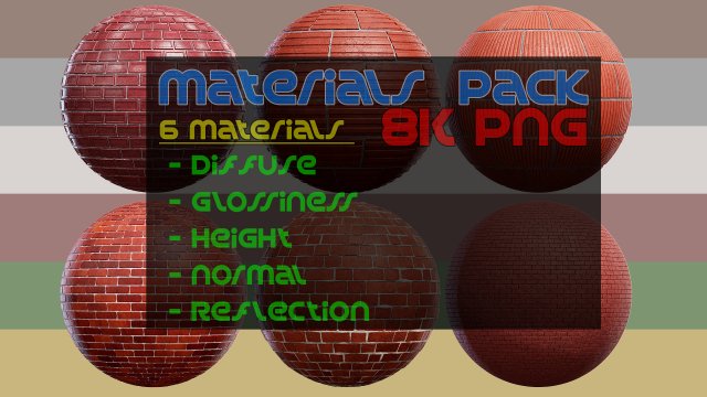 6 Brick Material Pack 6 CG Textures .c4d .max .obj .3ds .fbx .stl .blend 