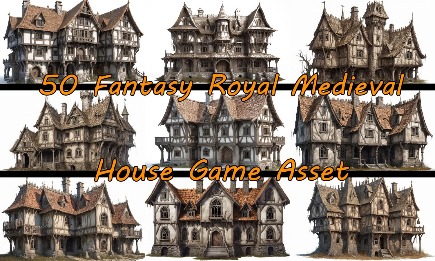 50 Fantasy Royal Medieval House Game Asset CG Textures .c4d .max .obj .3ds .fbx .stl .blend 