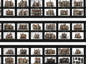 50 Fantasy Royal Medieval House Game Asset Texturas CG