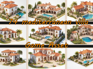 Mediterranean villa Game Asset CG Textures