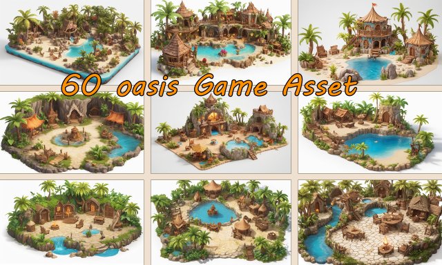 60 oasis Game Asset Tekstur CG .c4d .max .obj .3ds .fbx .stl .blend 