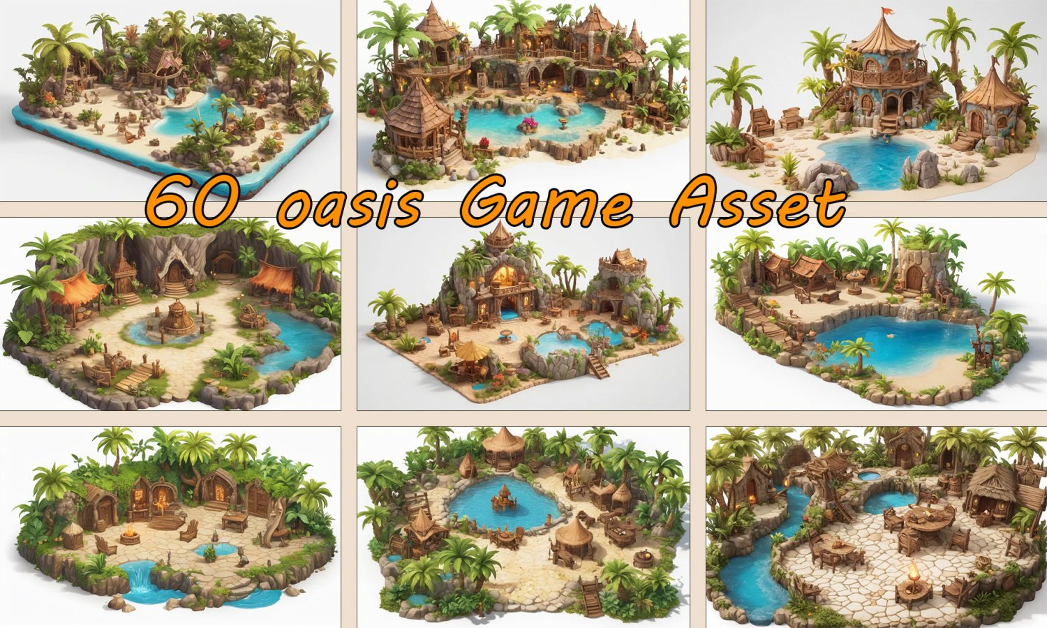 60 oasis Game Asset CG Textures .c4d .max .obj .3ds .fbx .stl .blend 
