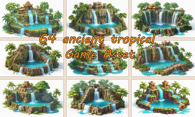 64 Ancient tropical Game Asset CG टेक्स्चर्स .c4d .max .obj .3ds .fbx .stl .blend 