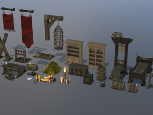 Dungeons Medieval Props 3D Model