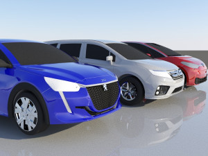 VW Golf GTI - Honda Odyssey - Peugeot 208 3D Модель