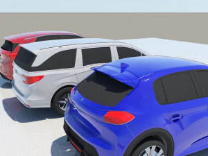 VW Golf GTI - Honda Odyssey - Peugeot 208 3D Model