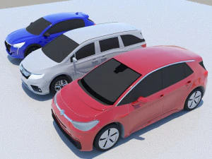 VW Golf GTI - Honda Odyssey - Peugeot 208 3D Model