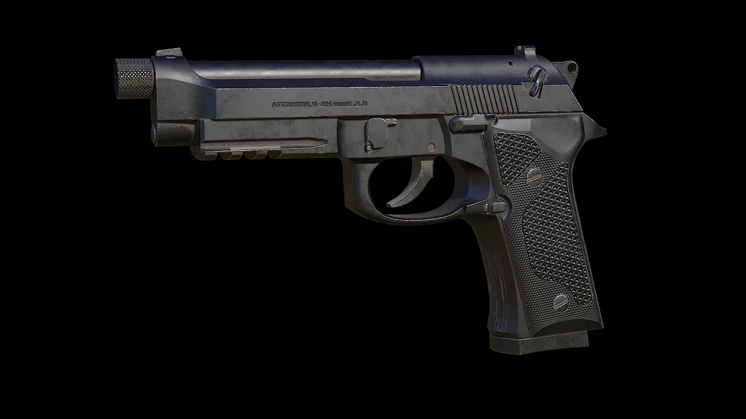 Beretta M9A3 3D Model .c4d .max .obj .3ds .fbx .stl .blend