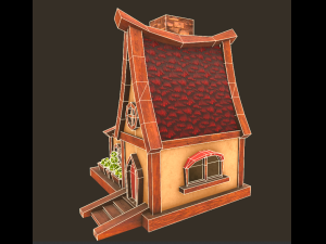 Lowpoly fantasy house Model 3D