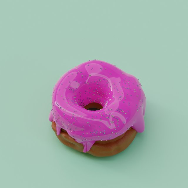 Pink donut with sprinkles and glossy textured glaze 3 model Modelo 3D .c4d .max .obj .3ds .fbx .stl .blend 