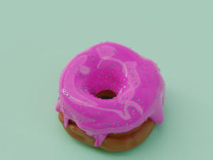 Pink donut with sprinkles and glossy textured glaze 3 model 3D Model