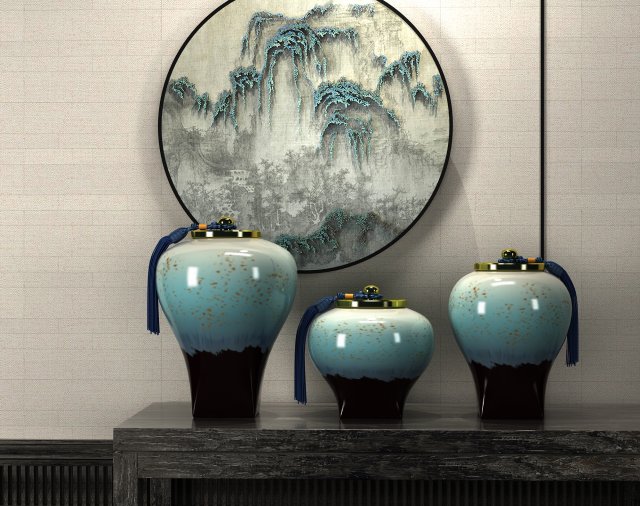 New Chinese ornament 3D 模型 .c4d .max .obj .3ds .fbx .stl .blend 