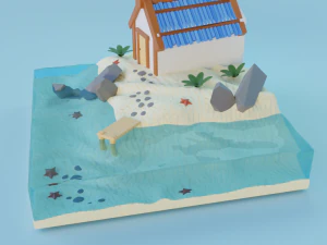 桟橋の上の家 3Dモデル