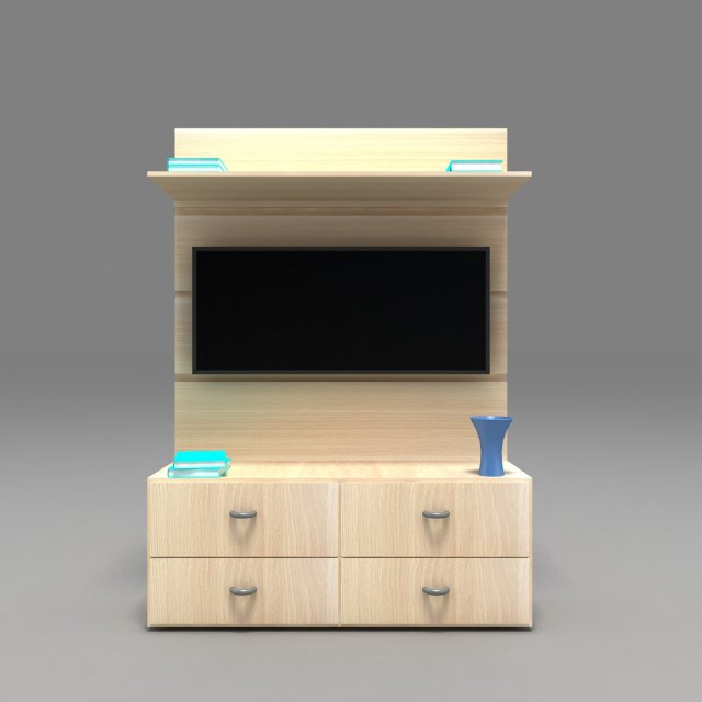 Wooden TV Unit Modèle 3D .c4d .max .obj .3ds .fbx .stl .blend 