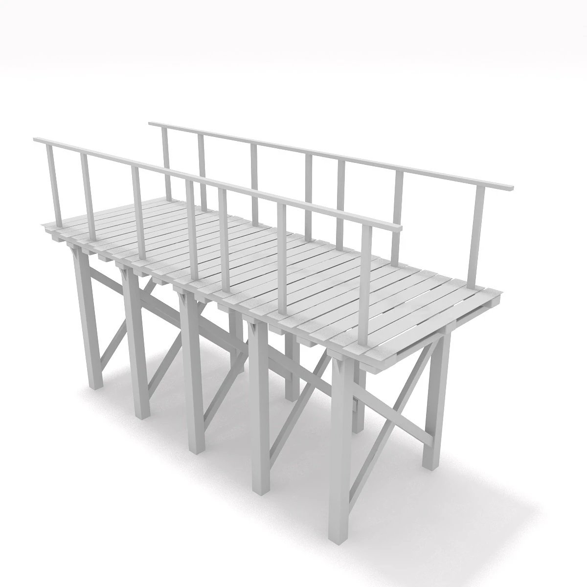 White bridge 3D Model .c4d .max .obj .3ds .fbx .stl .blend 