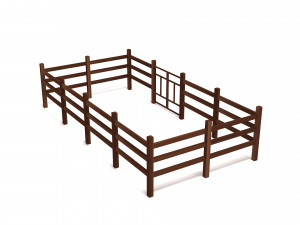 Fence Dark Wood 3D Model