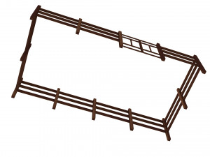 Fence Dark Wood 3D Model