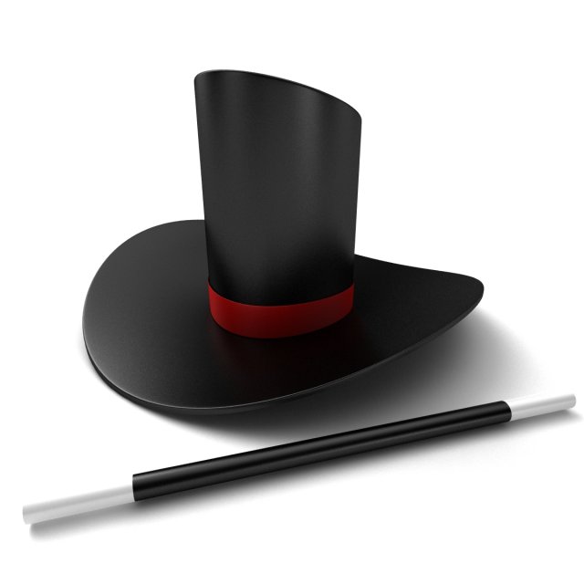 Magician Hat and Wand Modèle 3D .c4d .max .obj .3ds .fbx .stl .blend 