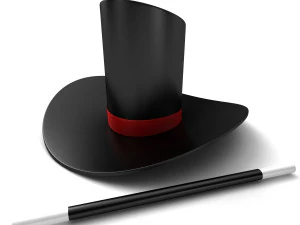 Cappello e bacchetta del mago Modello 3D