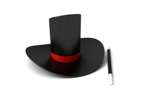 Magician Hat and Wand Modèle 3D