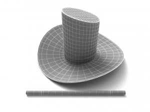 Magician Hat and Wand 3D Model