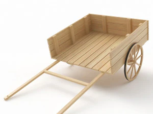 Stary drewniany w&oacute;zek Model 3D