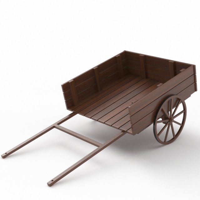 Dark Wood Old Cart 3D Model .c4d .max .obj .3ds .fbx .stl .blend 